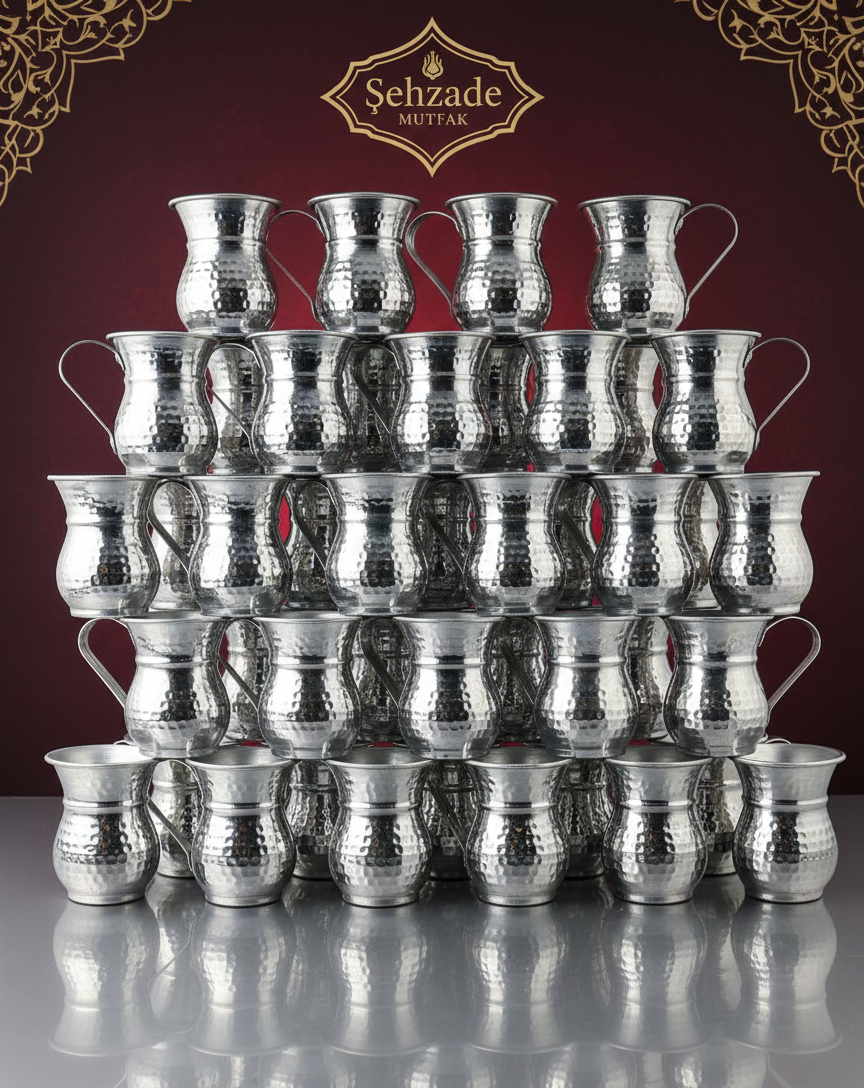 ŞEHZADEMUTFAK El Yapımı Alüminyum Masrafa Bardak | Osmanlı Tarzı Geleneksel Su Bardağı”