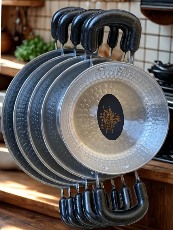 Şehzademutfak 5'li Siyah Kulplu Alüminyum El Yapımı Tava Set